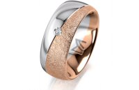 Ring 14 Karat Rot-/Weissgold 8.0 mm kreismatt 1 Brillant...
