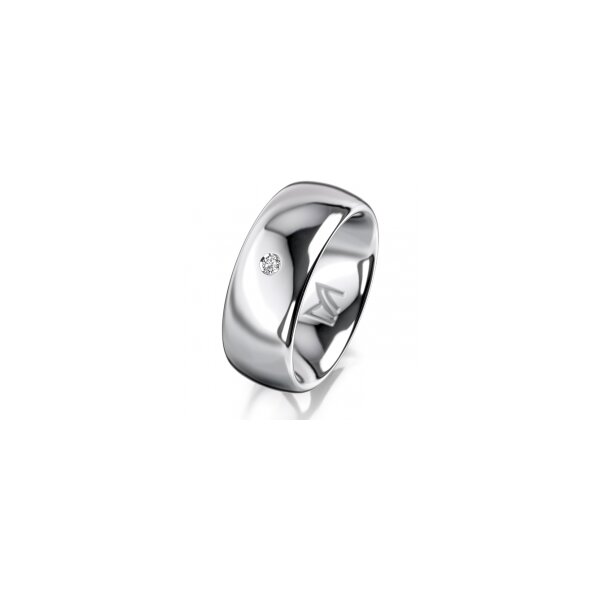 Ring 14 Karat Weissgold 8.0 mm poliert 1 Brillant G vs 0,025ct