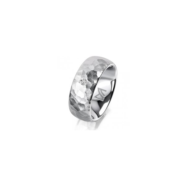 Ring 14 Karat Weissgold 8.0 mm diamantmatt 1 Brillant G vs 0,025ct