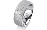 Ring 14 Karat Weissgold 8.0 mm kreismatt 3 Brillanten G...