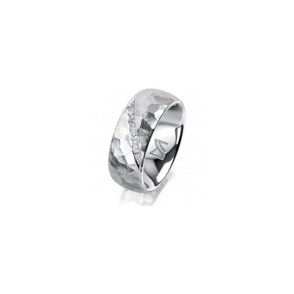 Ring 14 Karat Weissgold 8.0 mm diamantmatt 7 Brillanten G vs Gesamt 0,095ct