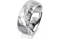 Ring 14 Karat Weissgold 8.0 mm diamantmatt 7 Brillanten G...