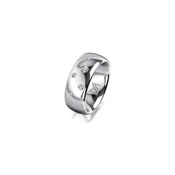Ring 14 Karat Weissgold 8.0 mm poliert 5 Brillanten G vs Gesamt 0,115ct