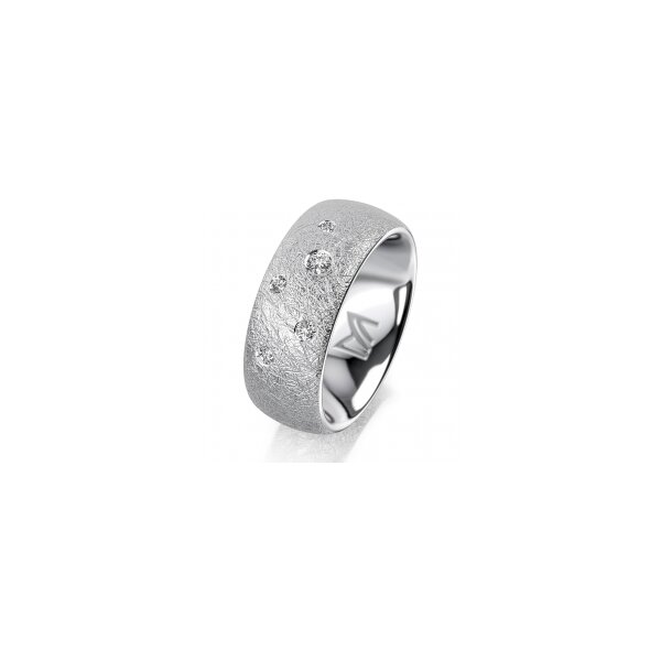 Ring 14 Karat Weissgold 8.0 mm kreismatt 5 Brillanten G vs Gesamt 0,115ct