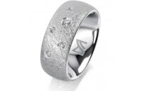Ring 14 Karat Weissgold 8.0 mm kreismatt 5 Brillanten G...