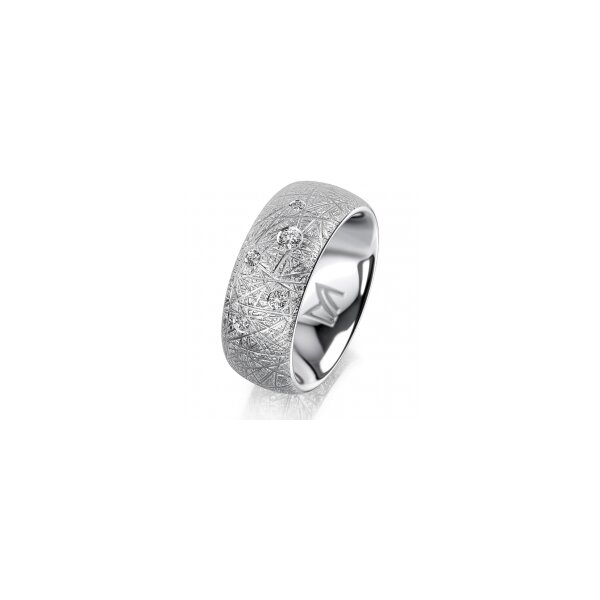 Ring 14 Karat Weissgold 8.0 mm kristallmatt 5 Brillanten G vs Gesamt 0,115ct