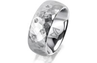 Ring 14 Karat Weissgold 8.0 mm diamantmatt 5 Brillanten G...