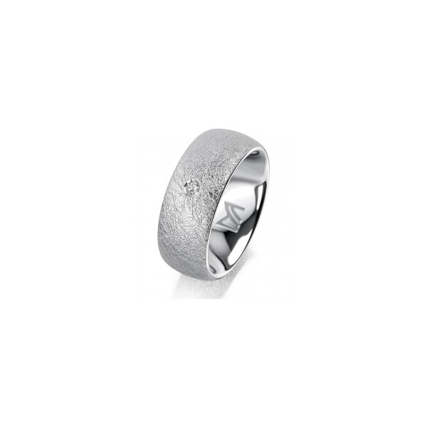 Ring 14 Karat Weissgold 8.0 mm kreismatt 1 Brillant G vs 0,035ct