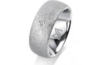 Ring 14 Karat Weissgold 8.0 mm kreismatt 1 Brillant G vs...