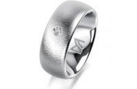 Ring 14 Karat Weissgold 8.0 mm sandmatt 1 Brillant G vs...