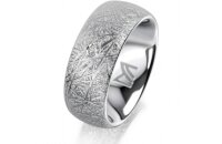 Ring 14 Karat Weissgold 8.0 mm kristallmatt 1 Brillant G...