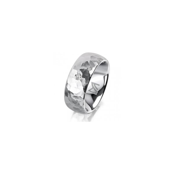Ring 14 Karat Weissgold 8.0 mm diamantmatt 1 Brillant G vs 0,035ct