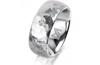Ring 14 Karat Weissgold 8.0 mm diamantmatt 1 Brillant G...