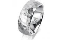 Ring 18 Karat Weissgold 8.0 mm diamantmatt 1 Brillant G...