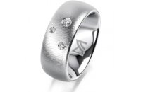 Ring 18 Karat Weissgold 8.0 mm sandmatt 3 Brillanten G vs...