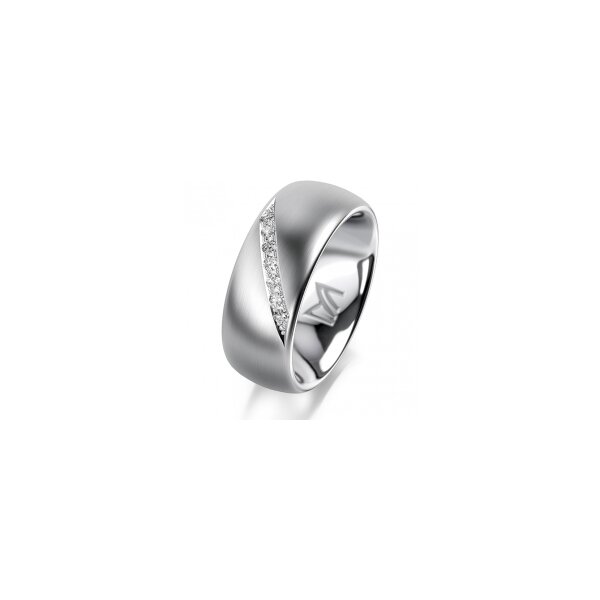 Ring 18 Karat Weissgold 8.0 mm l&auml;ngsmatt 7 Brillanten G vs Gesamt 0,095ct