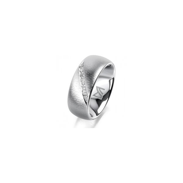Ring 18 Karat Weissgold 8.0 mm sandmatt 7 Brillanten G vs Gesamt 0,095ct