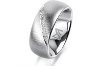 Ring 18 Karat Weissgold 8.0 mm sandmatt 7 Brillanten G vs...