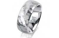 Ring 18 Karat Weissgold 8.0 mm diamantmatt 7 Brillanten G...