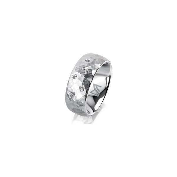 Ring 18 Karat Weissgold 8.0 mm diamantmatt 5 Brillanten G vs Gesamt 0,115ct