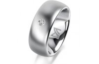 Ring 18 Karat Weissgold 8.0 mm l&auml;ngsmatt 1 Brillant...