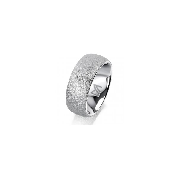 Ring 18 Karat Weissgold 8.0 mm kreismatt 1 Brillant G vs 0,035ct