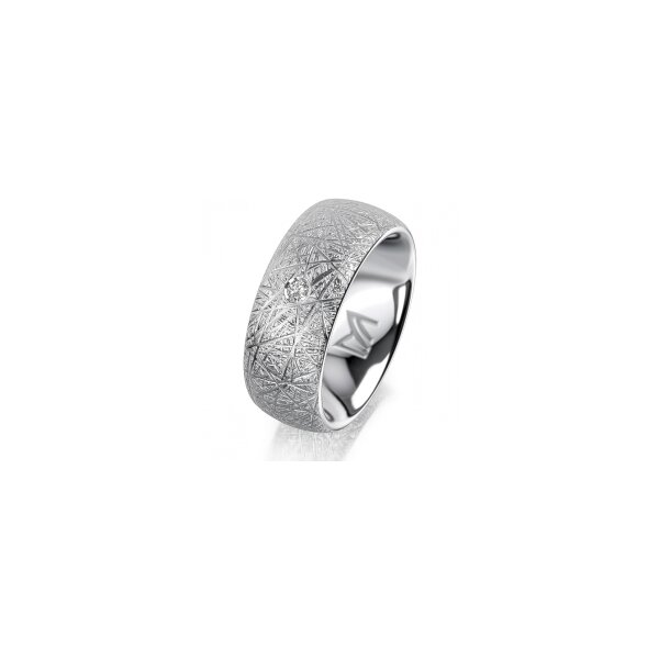Ring 18 Karat Weissgold 8.0 mm kristallmatt 1 Brillant G vs 0,035ct