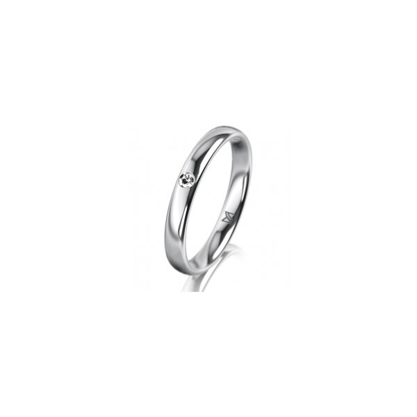Ring Platin 950 3.0 mm poliert 1 Brillant G vs 0,025ct