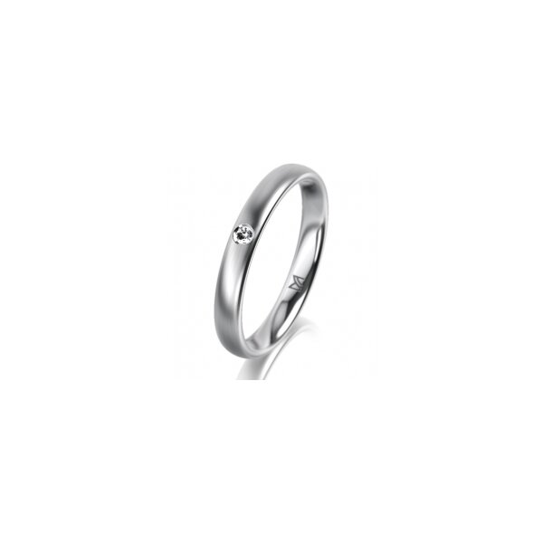 Ring Platin 950 3.0 mm l&auml;ngsmatt 1 Brillant G vs 0,025ct
