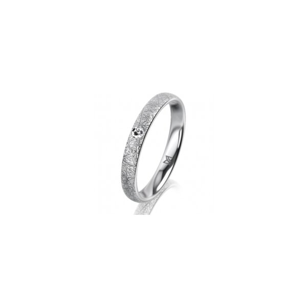 Ring Platin 950 3.0 mm kristallmatt 1 Brillant G vs 0,025ct