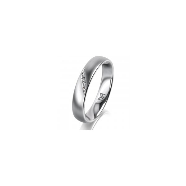 Ring Platin 950 4.0 mm l&auml;ngsmatt 4 Brillanten G vs Gesamt 0,020ct