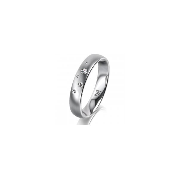 Ring Platin 950 4.0 mm l&auml;ngsmatt 5 Brillanten G vs Gesamt 0,035ct