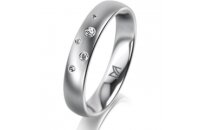 Ring Platin 950 4.0 mm l&auml;ngsmatt 5 Brillanten G vs...