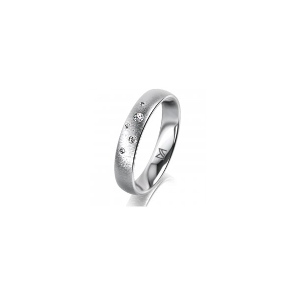 Ring Platin 950 4.0 mm sandmatt 5 Brillanten G vs Gesamt 0,035ct
