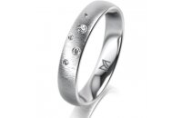 Ring Platin 950 4.0 mm sandmatt 5 Brillanten G vs Gesamt...