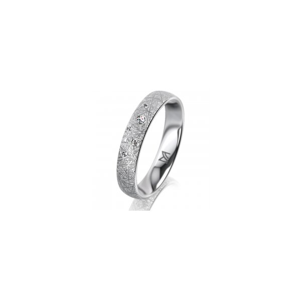 Ring Platin 950 4.0 mm kristallmatt 5 Brillanten G vs Gesamt 0,035ct