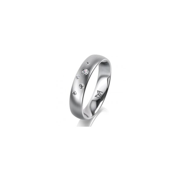 Ring Platin 950 4.5 mm l&auml;ngsmatt 5 Brillanten G vs Gesamt 0,045ct