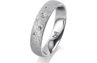 Ring Platin 950 4.5 mm kreismatt 5 Brillanten G vs Gesamt...