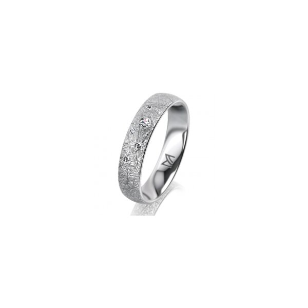 Ring Platin 950 4.5 mm kristallmatt 5 Brillanten G vs Gesamt 0,045ct
