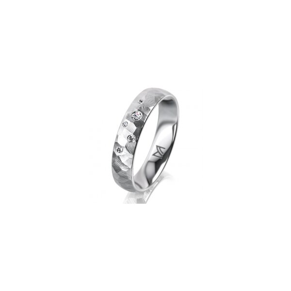Ring Platin 950 4.5 mm diamantmatt 5 Brillanten G vs Gesamt 0,045ct