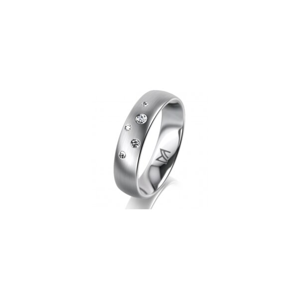 Ring Platin 950 5.0 mm l&auml;ngsmatt 5 Brillanten G vs Gesamt 0,055ct