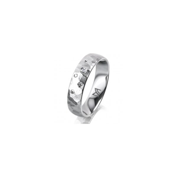 Ring Platin 950 5.0 mm diamantmatt 5 Brillanten G vs Gesamt 0,055ct