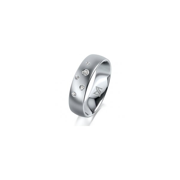 Ring Platin 950 5.5 mm l&auml;ngsmatt 5 Brillanten G vs Gesamt 0,065ct