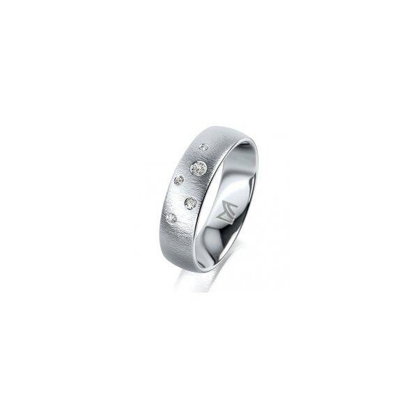 Ring Platin 950 5.5 mm sandmatt 5 Brillanten G vs Gesamt 0,065ct