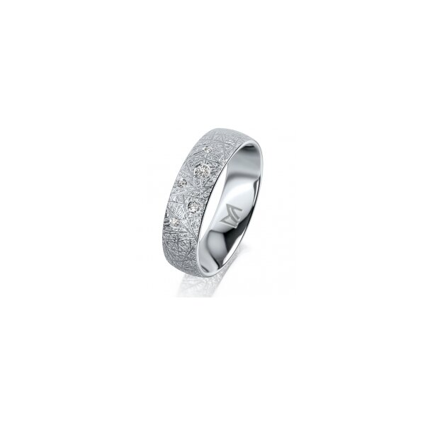 Ring Platin 950 5.5 mm kristallmatt 5 Brillanten G vs Gesamt 0,065ct