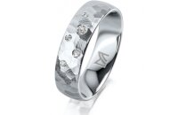 Ring Platin 950 5.5 mm diamantmatt 5 Brillanten G vs...