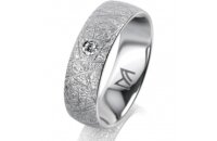 Ring Platin 950 6.0 mm kristallmatt 1 Brillant G vs 0,050ct