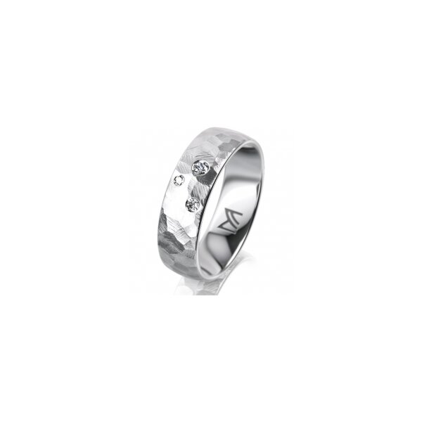 Ring Platin 950 6.0 mm diamantmatt 3 Brillanten G vs Gesamt 0,060ct