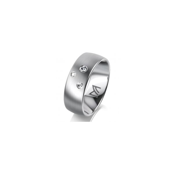 Ring Platin 950 7.0 mm l&auml;ngsmatt 3 Brillanten G vs Gesamt 0,070ct