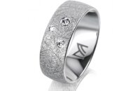 Ring Platin 950 7.0 mm kristallmatt 3 Brillanten G vs...